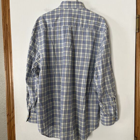 Peter Millar Mens Long Sleeve Blue Yellow Plaid Button Down Shirt Size Large - Picture 3 of 15
